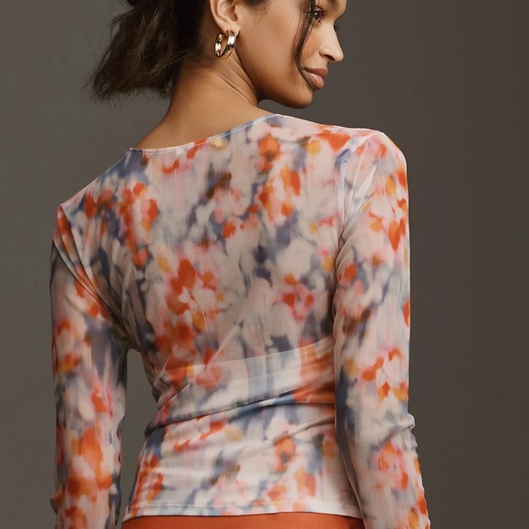 Anthropologie Long-Sleeve Crossover Mesh Top - Picture 9 of 11